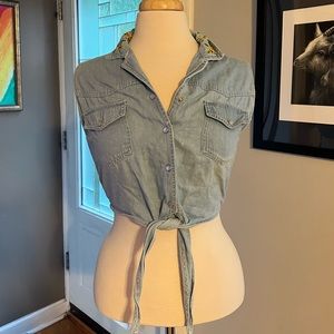 Vintage 1990s sunflower denim crop top